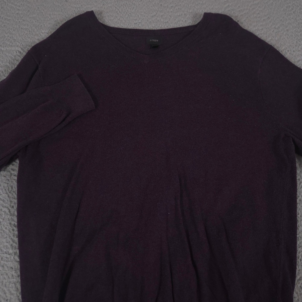 J.Crew Sweater Mens M Purple Cotton Cashmere V-Neck Lightweight Soft Knit Y2K